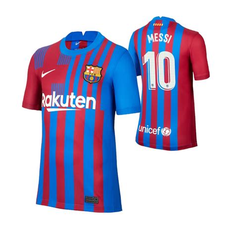 Youth Lionel Messi Jersey Barcelona Home 2021 22 Blue Replica