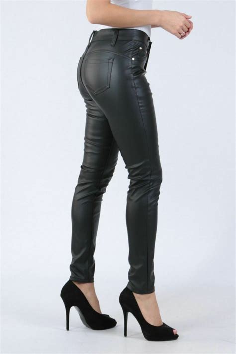Womens Skinny Slim Faux Leather Pants Ladies Biker Stretch Trousers Uk 6 14 Ebay