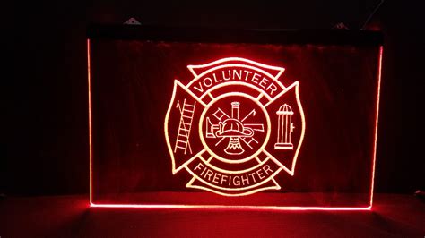 Firefighter Volunteer Beer Bar Pub Club Led Neon Light Sign Home Decor