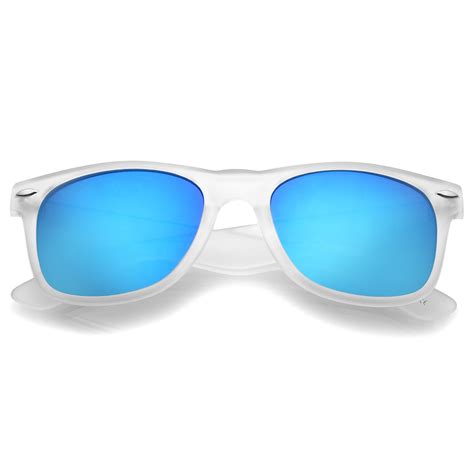 Matte Frosted Frame Reflective Colored Mirror Lens Horn Rimmed Sunglas Sunglass La