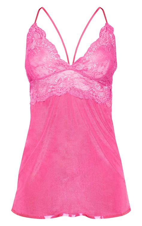 Pink Sheer Lace Babydoll Set Lingerie Prettylittlething Aus