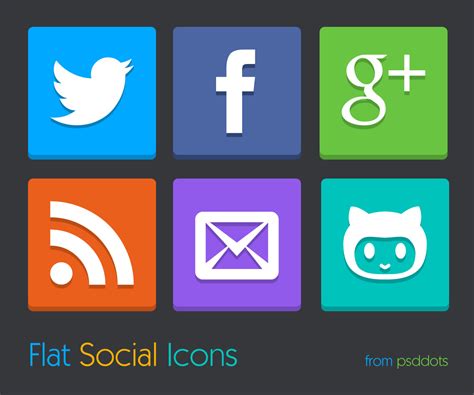 Flat Social Media Icons Set Psddots
