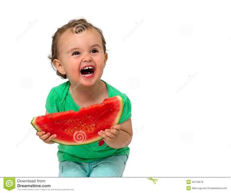 Baby Eating Watermelon Stock Photo Image Of Diet Holding 40750676