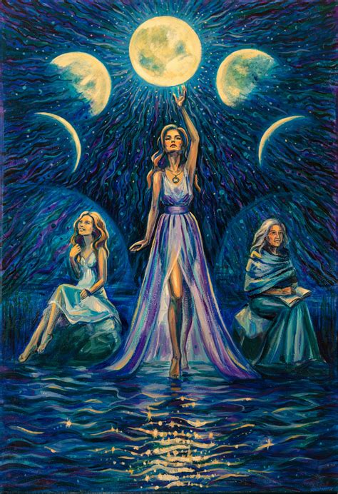 The Three Faces Of The Moon Goddess Painting By Елена Аверина Artmajeur