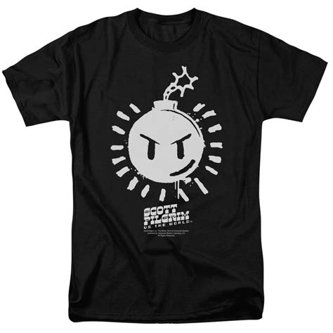 Scott Pilgrim Sex Bob Omb Logo Ss Adult 181 Black T Shirt Black