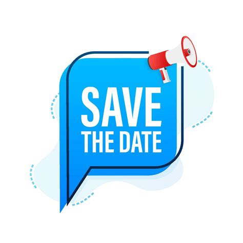 Save The Date Badge Mark On Megaphone Flat Vector Stock