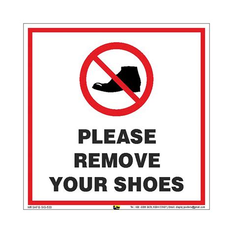Mr Safe Please Remove Your Shoes Sign PVC Sticker Inch X Inch