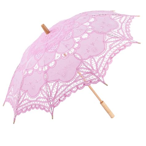 Umbr 040 Light Pink Victorian Inspired Cotton Lace Parasol Lace