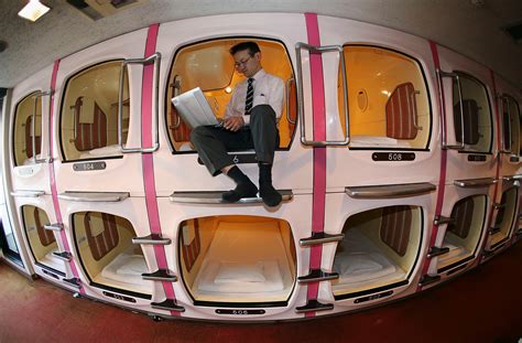 The private bathroom is fitted with a bidet. Spend a night at the airport in Mexico City's first capsule hotel