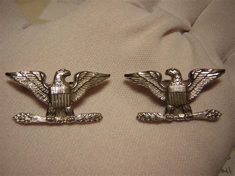 Sterling Colonel Rank Insignia Matched Pair Post War Sterling