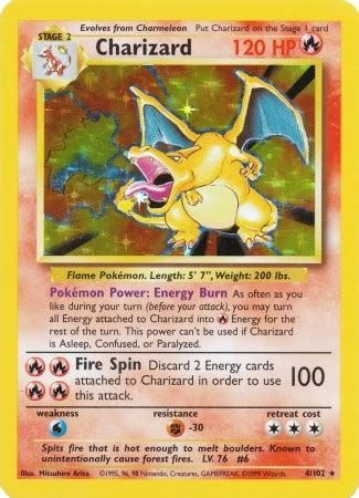 Maybe you would like to learn more about one of these? Charizard - 4/102 - Holo Rare - Unlimited Edition - Pokemon Card Singles » Base Set - Collector ...