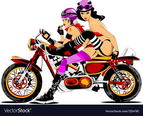 Cartoon Biker Girls Royalty Free Vector Image Vectorstock