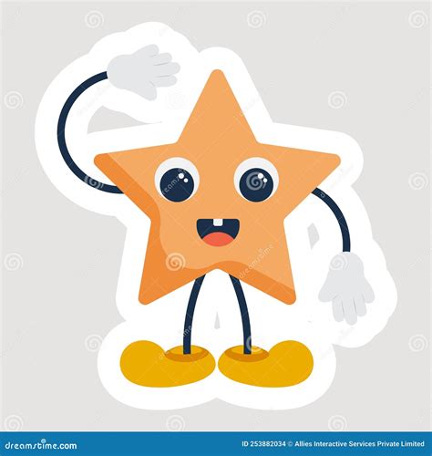Sticker Style Funny Star Cartoon In Saluting Stock Illustration