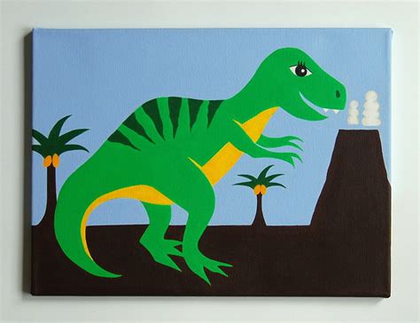 Kids Dinosaur Art T Rex Painting Dinosaur Nursery Art