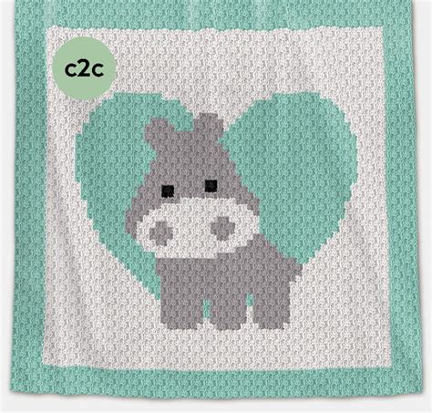 Crochet Pattern C2c Baby Blanket Love Hippo Crochet Etsy C2c Manta