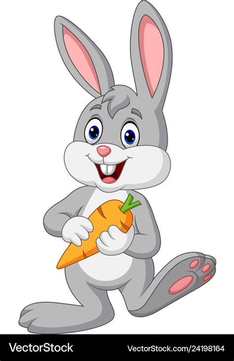 Cartoon Rabbit Holding A Carrot Royalty Free Vector Image