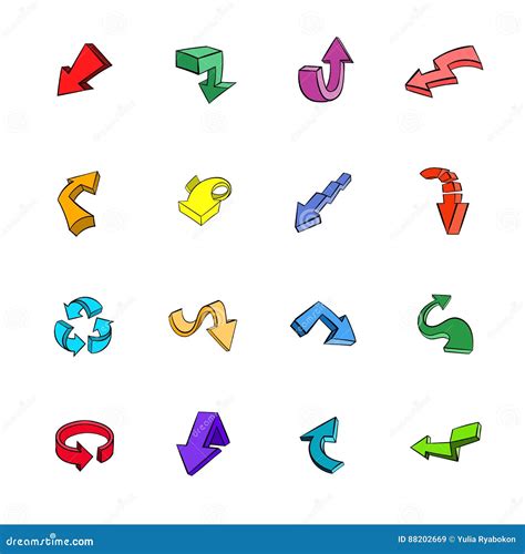 Arrows Icons Set Cartoon Stock Vector Illustration Of Drawing 88202669