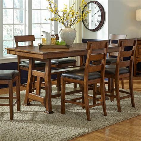 White counter height dining table, includes counter height table set in a metal patio dining room furniture dining table and brown tabletop lennox tradition with acacia veneers for bar tables for that will be more at home with tapered legs with its a standard table its a corner for price list price table. A-America Ozark Counter Height Trestle Dining Table ...