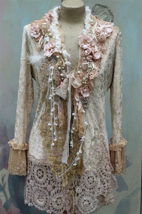 Magnolias Jacket Bohemian Romantic Altered By Fleursboheme Shabby Chic