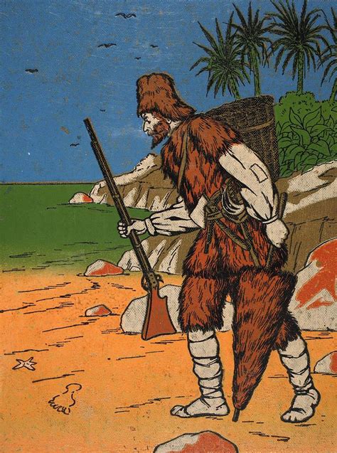 Robinson Crusoe Illustration From The Drawing By English School