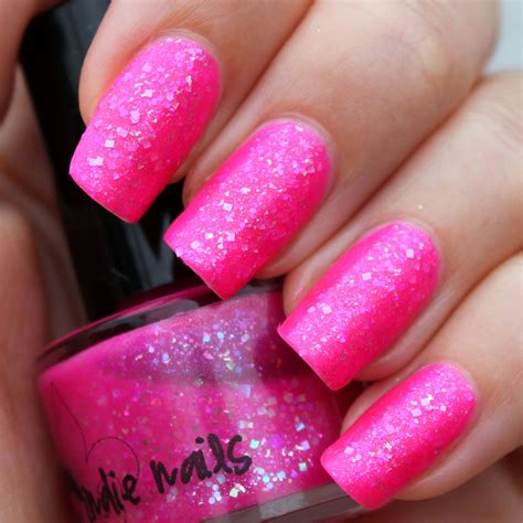 Bright Pink Acrylic Nails With Glitter Bmp Cheese