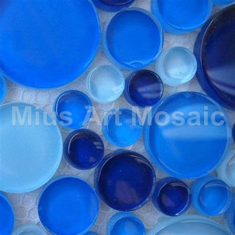 [mius Art Mosaic] Sea Blue Polish Bubble Penny Round Everglade Pebble Crystal Glass Mosaic