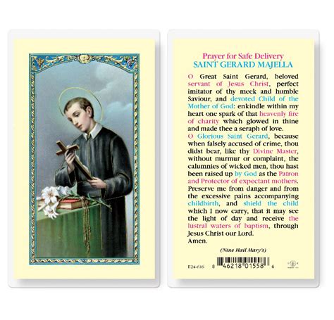 Prayer For A Safe Delivery Holy Card St Gerard Majella St Anthony