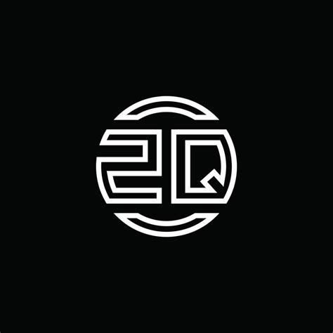 Zq Logo Monogram With Negative Space Circle Rounded Design Template