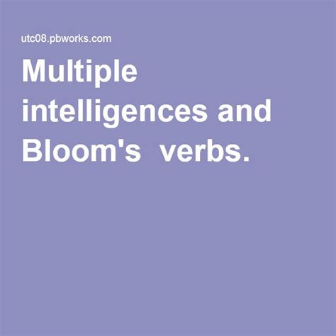 Multiple intelligences and Bloom's verbs. | Multiple ...