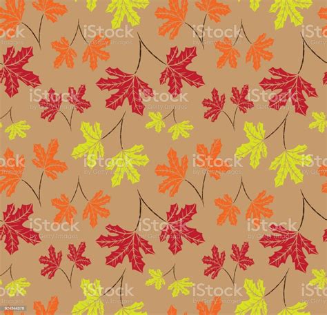 Autumn Leaves Seamless Pattern Illustration Autumn Oak Tree Season Leaf