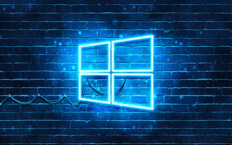 Download Wallpapers Windows Blue Logo 4k Blue Brickwall Windows Logo