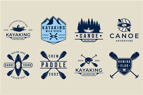 Download Logo Design Set Of Kayak Or Canoe Logo Vector Design
