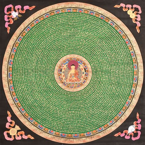 Tibetan Buddhist Super Large Size Buddha Mandala With Syllable Mantra