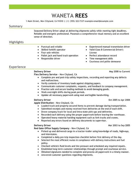 Delivery Driver Resume Sample Driver Resumes Livecareer