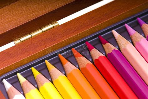 Colored Pencils In A Box Stock Photo Image Of Line Bright 13398588