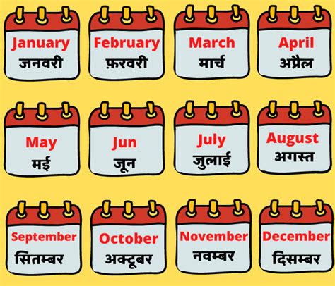 Months Name In Hindi And English 12 महीनों के नाम Hindiqueries