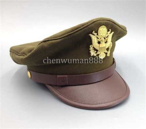 Ww2 Us Army Air Corps Officer Crusher Hat Cap With Golden Eagle Badge M