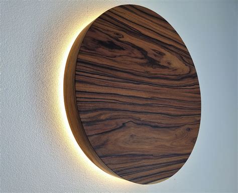 Led Wood Sconce Wooden Wall Lamp Led Light Natural Wood Etsy