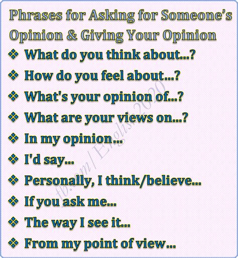 Phrases For Asking For Someones Opinion And Giving Your Opinion