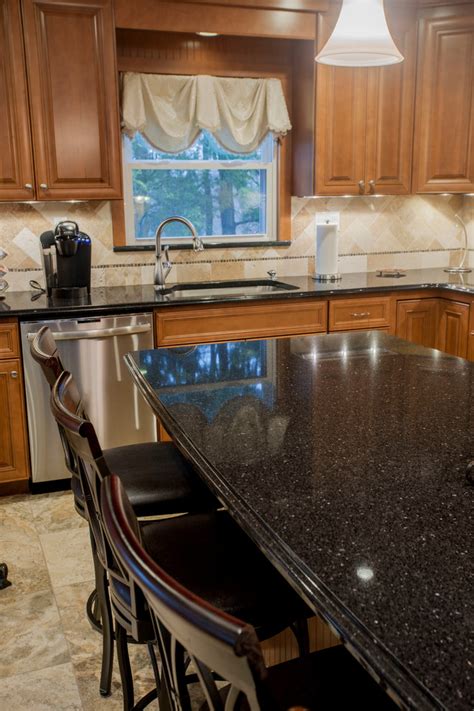 African Galaxy Granite Countertops Remodeled Kitchen Traditional