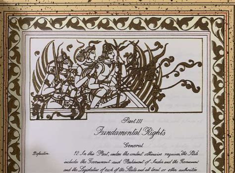 Art From Original Constitution Of India Having Lord Rama Sita And Laxman Shared By Law Minister