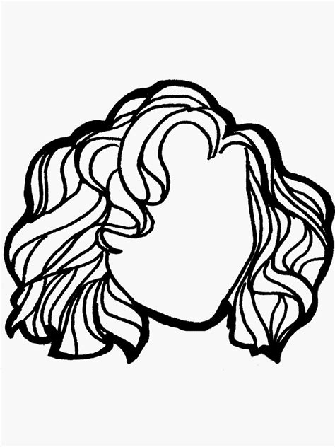 Short Bob Curly Wavy Hair Outline Sticker For Sale By Thewhitney0o