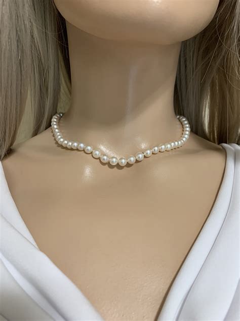 White Freshwater Pearl Necklace Etsy De