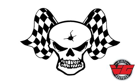 Vehicle Graphics Racing And Sport Decals Vg927 Skull With Checkered