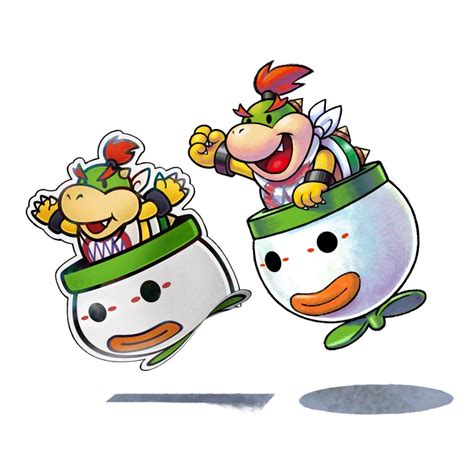 Bowser Jr And Paper Bowser Jrmario And Luigi Paper Jam Mario