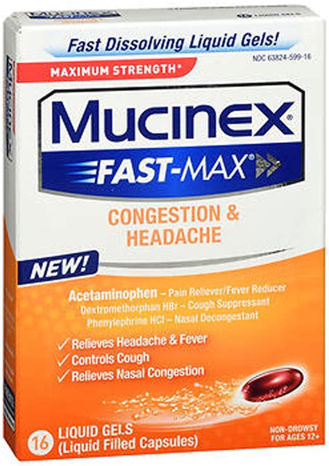 Mucinex Fast Max Severe Cold And Sinus Liquid Gels 16 Ct The Online
