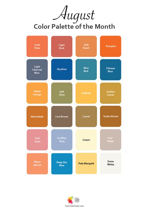 August Color Palette Of The Month 2022