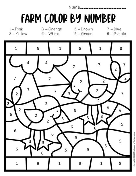Color By Number Farm Preschool Worksheets The Keeper Of The Memories