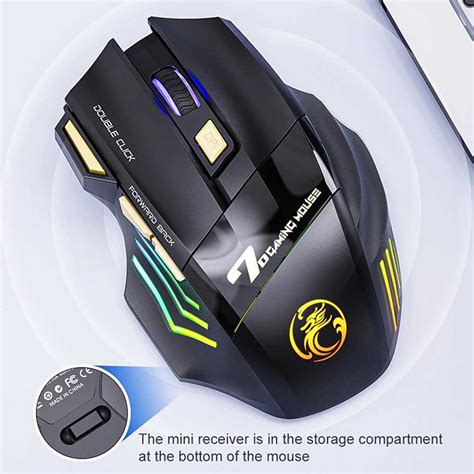 Imice Wireless Gaming Mouse Ergonomic Rgb Rechargeable 3200 Dpi Gw X7