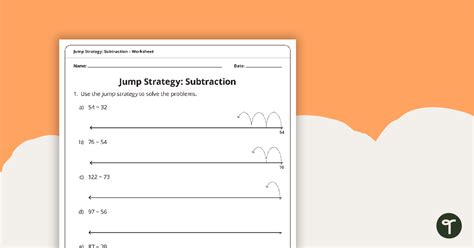 Jump Strategy Subtraction Worksheet Teach Starter